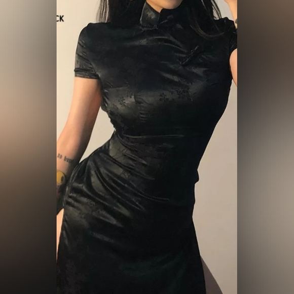 Gothic Black High Split Dress - Picture 3 of 4